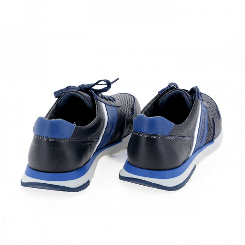 WB049-012 Туфли летние мужские, нат.кожа/текстиль, синий фото 15