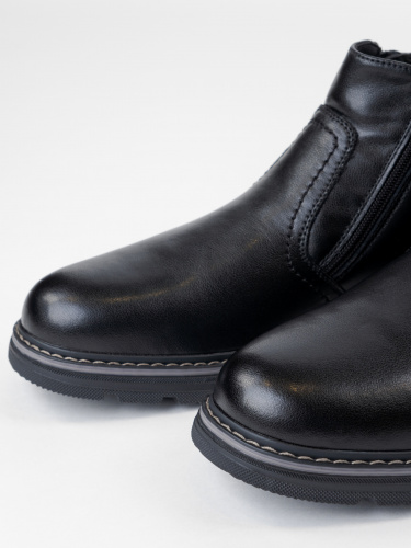 LZ127-011 Ботинки мужские, нат.кожа/шерсть, чёрный фото 5