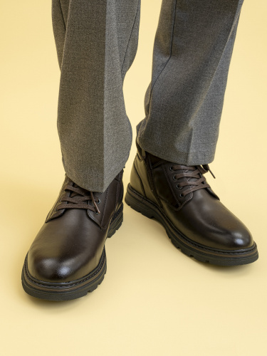 LZ127-041 Ботинки мужские, нат.кожа/шерсть, коричневый фото 3