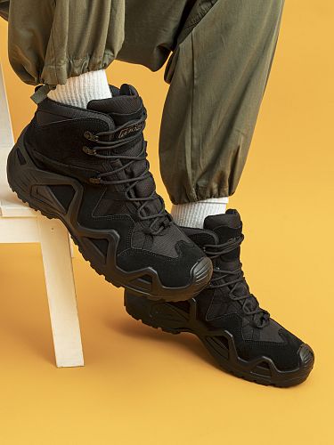 ZC001-012 Ботинки мужские, нат.кожа/текстиль, чёрный