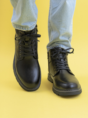 LZ127-040 Ботинки мужские, нат.кожа/шерсть, чёрный фото 12