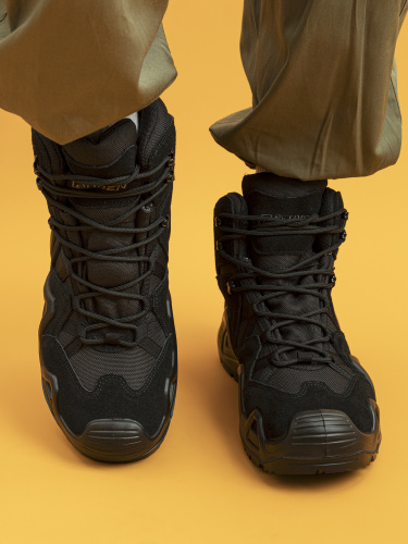 ZC001-012 Ботинки мужские, нат.кожа/текстиль, чёрный фото 10