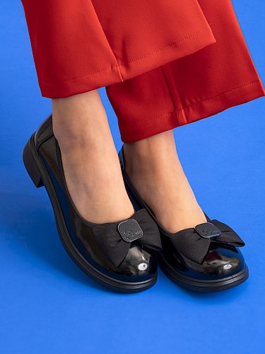 ME306-022 Туфли женские, нат.кожа/текстиль, чёрный