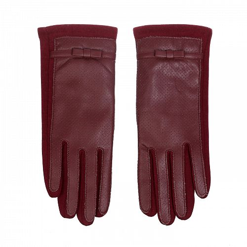 TX011-04 Перчатки женские, иск.кожа/текстиль, бордовый