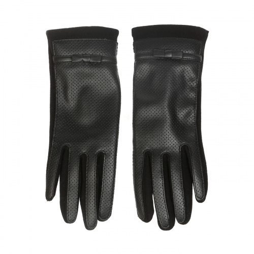 TX011-01 Перчатки женские, иск.кожа/текстиль, чёрный