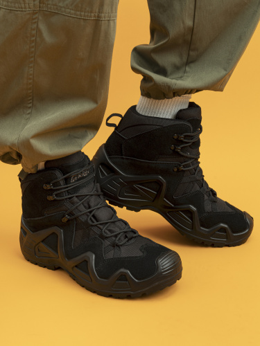ZC001-012 Ботинки мужские, нат.кожа/текстиль, чёрный фото 13