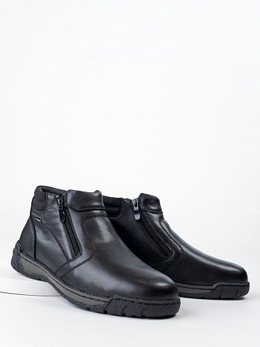 LZ146-030 Ботинки мужские, нат.кожа/шерсть, чёрный