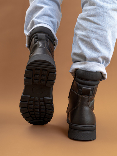 ZA222-010 Ботинки мужские, нат.кожа/шерсть, чёрный фото 11