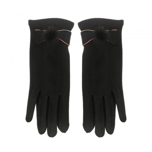 TX025-01 Перчатки женские, текстиль/без подкладки, чёрный