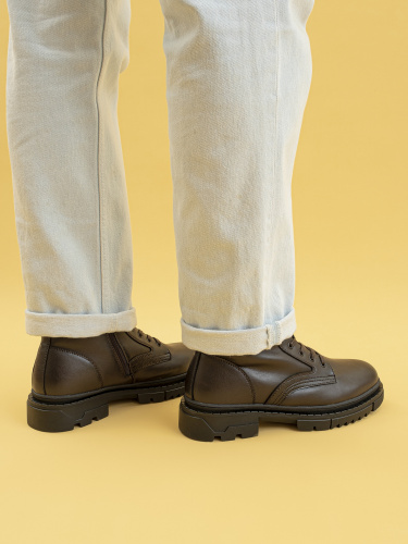 LZ185-031 Ботинки мужские, нат.кожа/шерсть, коричневый фото 6